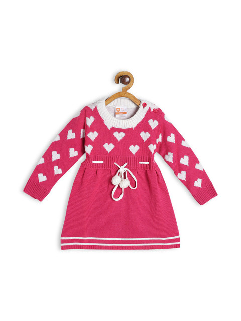 

612 league Girls Pink & White Acrylic Sweater Dress