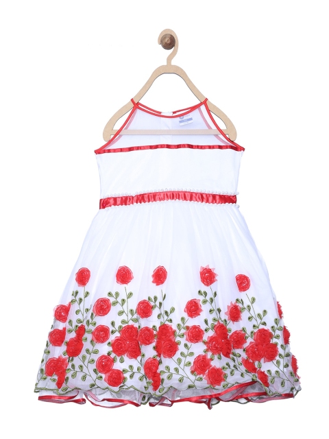 

612 league Girls White & Red Floral Dress