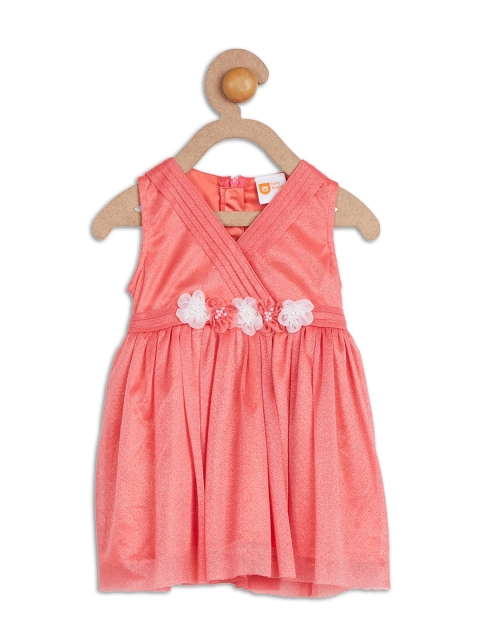 

612 league Girls Coral & White Wrap Dress