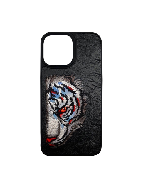 

TREEMODA Black Tiger Embroided NM Series Leather Apple iPhone 11 Pro Max Back Case