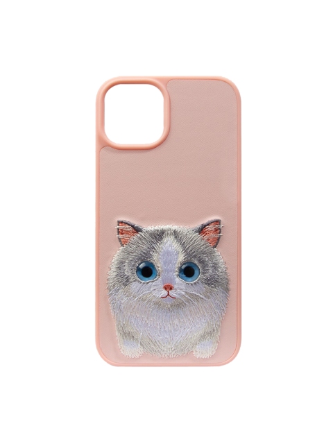 

TREEMODA Pink & White Cat Leather iPhone 13 Back Case