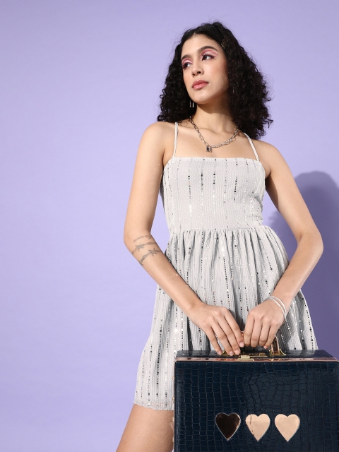 

Sera Women Off-White Embellished Bling and Sparkly Dress