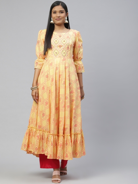 

ZOLA Women Yellow Printed Cotton Kurta