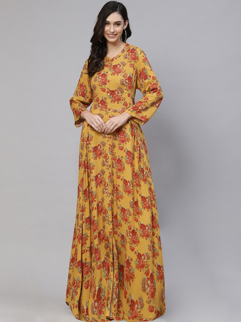 

ZOLA Women Yellow & Red Floral Printed Floral Kurta