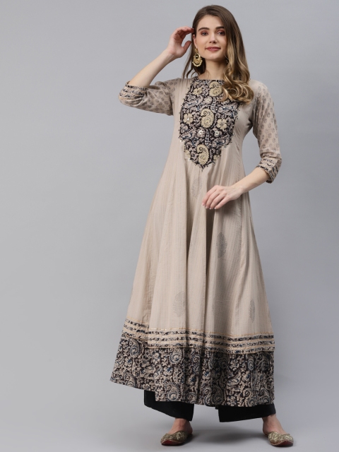 

ZOLA Women Grey Ethnic Motifs Embellished Anarkali Kurta