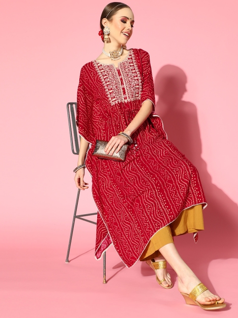 

ZOLA Gorgeous Red Viscose Rayon New Age Kaftan Kurta