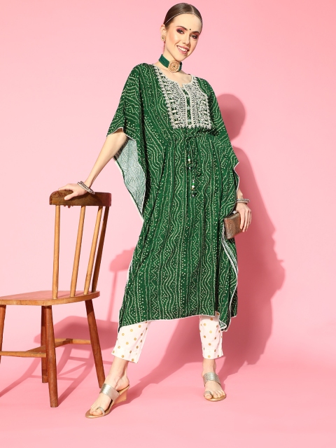 

ZOLA Gorgeous Green Viscose Rayon New Age Kaftan Kurta