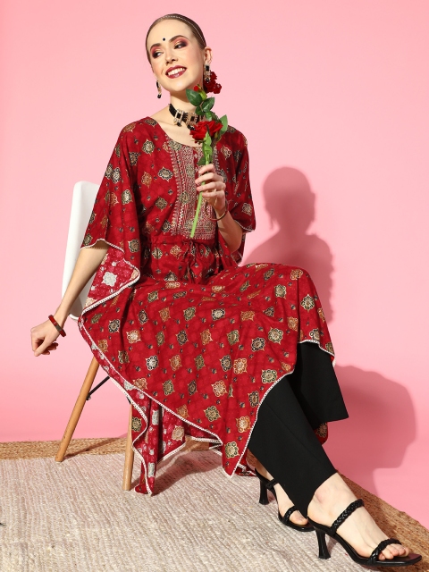 

ZOLA Charming Maroon Viscose Rayon New Age Kaftan Kurta