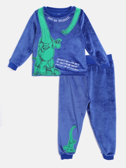 

Marks & Spencer Boys Blue & Green Printed Night suit