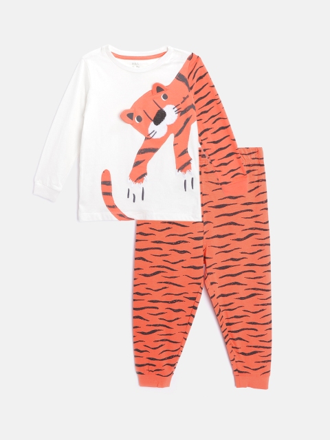 

Marks & Spencer Boys Orange & White Printed Night suit