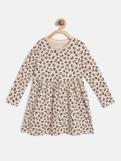

Marks & Spencer Girls Beige & Black Pure Cotton Animal Print A-Line Dress