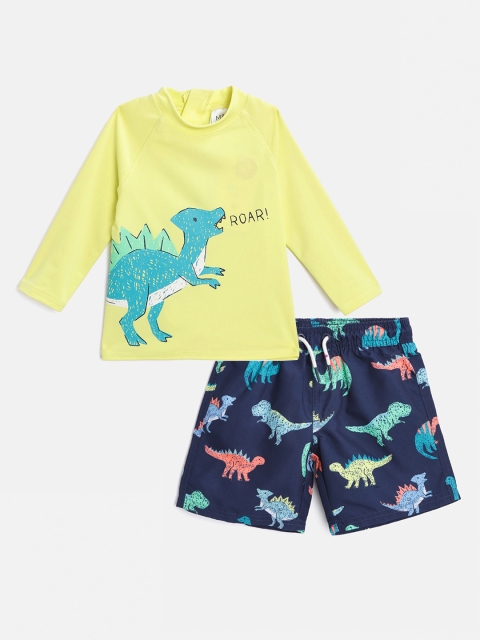 

Marks & Spencer Boys Yellow & Navy Blue Tropical Printed Co-ords
