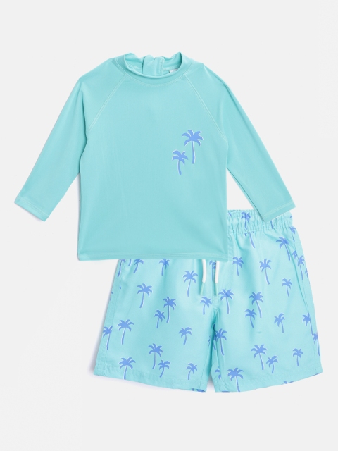 

Marks & Spencer Boys Green & Blue Tropical Printed Co-ords