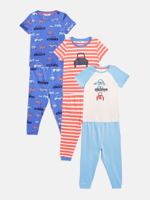 

Marks & Spencer Boys Pack of 3 Printed Night suit, Blue