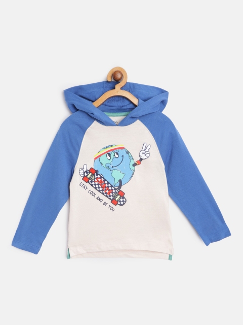 

Marks & Spencer Boys Off White & Blue Pure Cotton Printed T-shirt