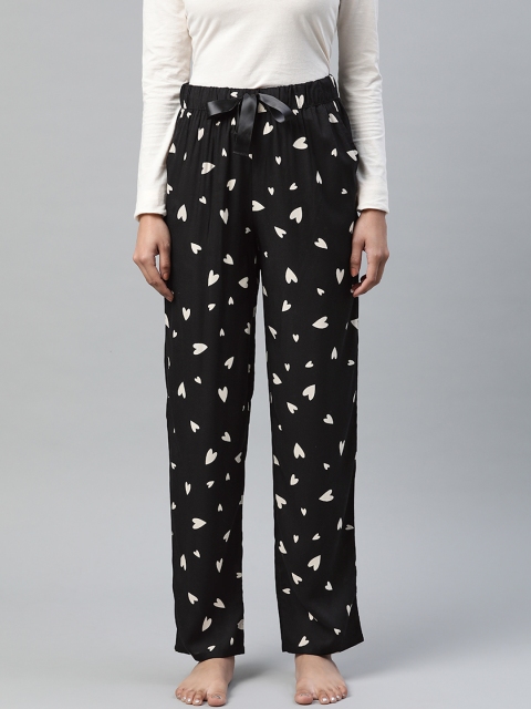 

Marks & Spencer Women Black & White Conversational Printed Pure Cotton Lounge Pant