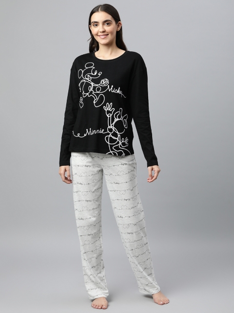 

Marks & Spencer Women Black & White Printed Night suit
