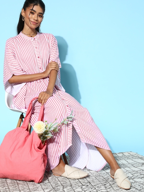 

beebelle Pink & White Striped Kaftan Maxi Nightdress
