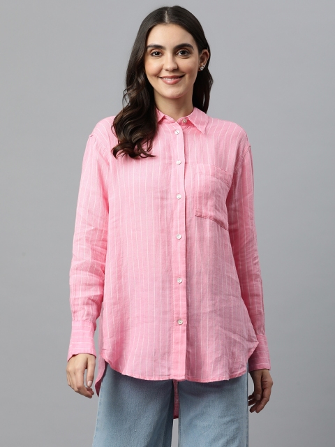 

Marks & Spencer Women Pink Striped Casual Shirt