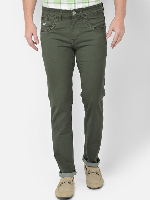 

Canary London Men Olive Green Smart Slim Fit Low-Rise Stretchable Jeans