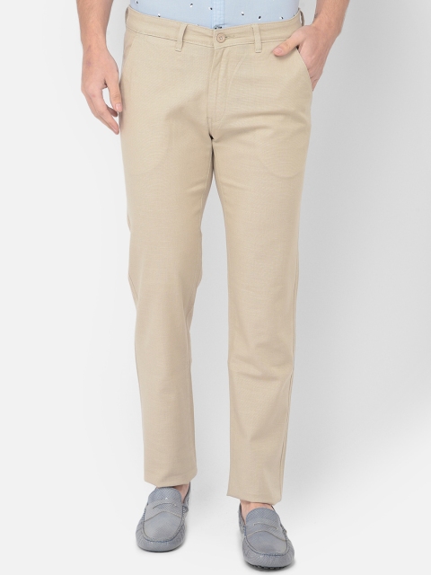 

Canary London Men Beige Smart Slim Fit Wrinkle Free Trousers