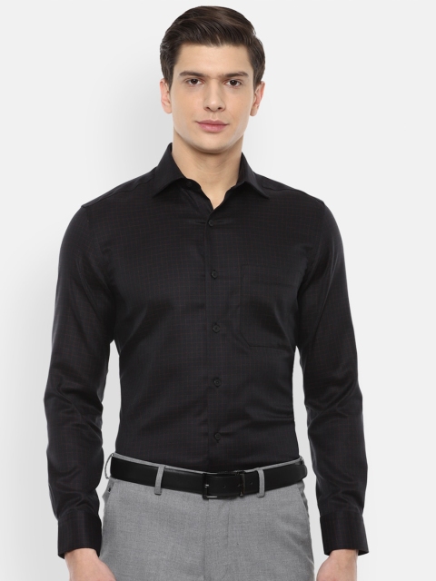 

Louis Philippe Permapress Men Black & Red Checked Pure Cotton Formal Shirt