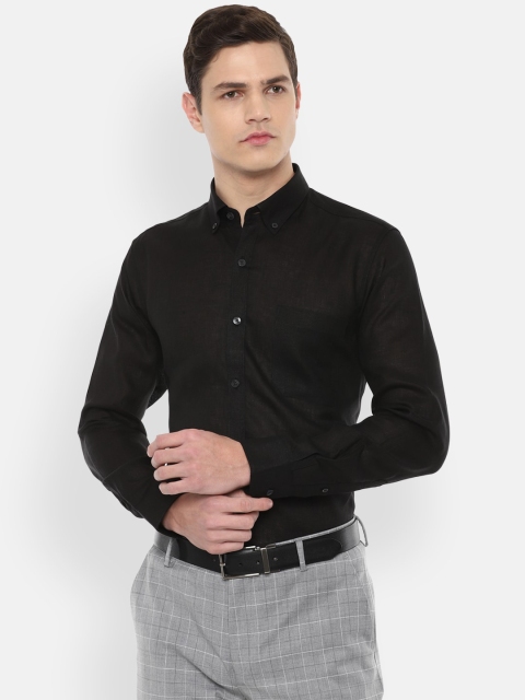 

Louis Philippe Men Black Slim Fit Linen Formal Shirt