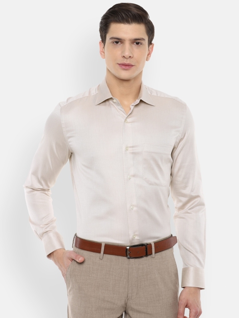 

Louis Philippe Gods & Kings Men Beige Printed Pure Cotton Formal Shirt