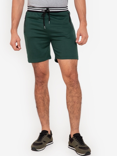 

ZALORA BASICS Men Green Contrast Rib Waistband Shorts