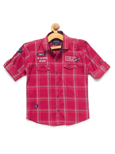 

CAVIO Boys Red Checked Casual Shirt