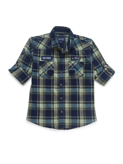 

CAVIO Boys Green Regular Fit Tartan Checks Checked Casual Shirt