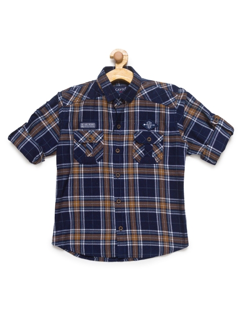 

CAVIO Boys Khaki Tartan Checks Checked Casual Shirt