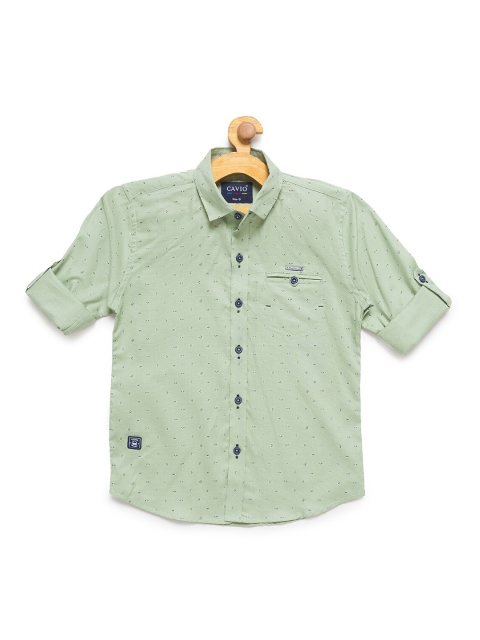 

CAVIO Boys Green Printed Casual Shirt
