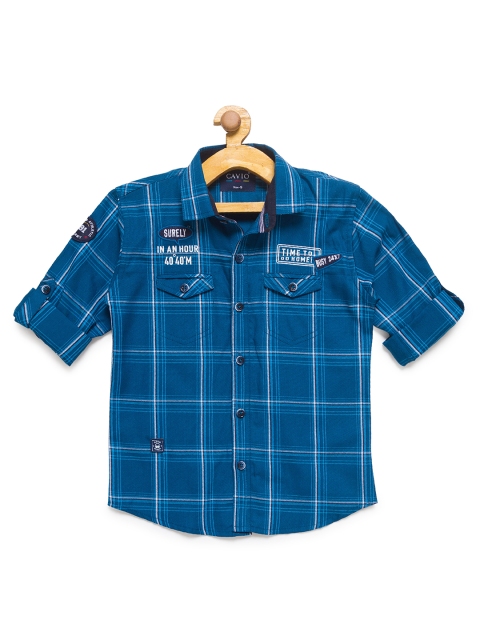 

CAVIO Boys Blue Checked Casual Shirt