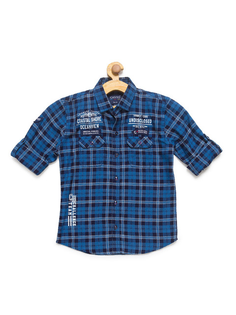 

CAVIO Boys Blue Checked Casual Shirt