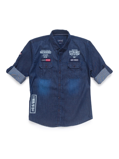 

CAVIO Boys Navy Blue Faded Casual Shirt