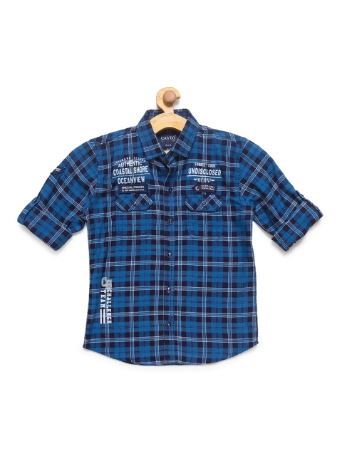 

CAVIO Boys Blue Checked Casual Shirt