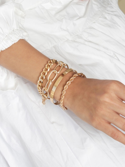 

ToniQ Women Set of 4 Gold-Toned & Plated Link Bracelet