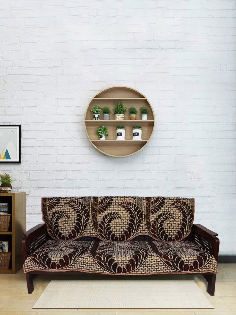 

RUGSMITH Maroon & Cream Colored Self Design 5-Seater Sofa Cover
