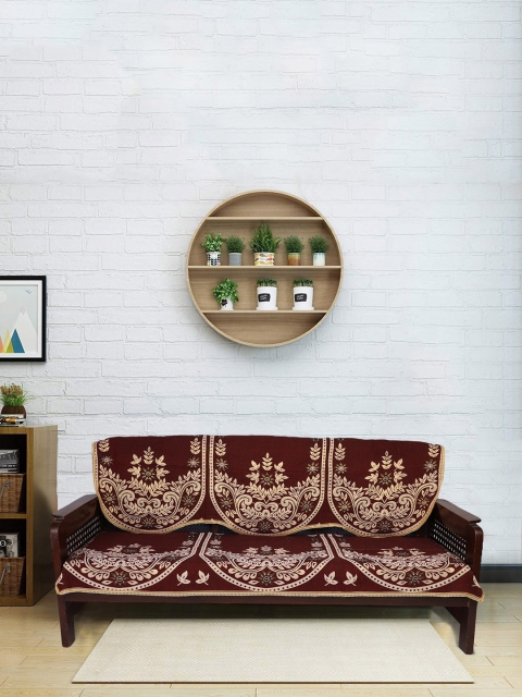 

RUGSMITH Maroon Self Design 5-Seater Sofa Cover