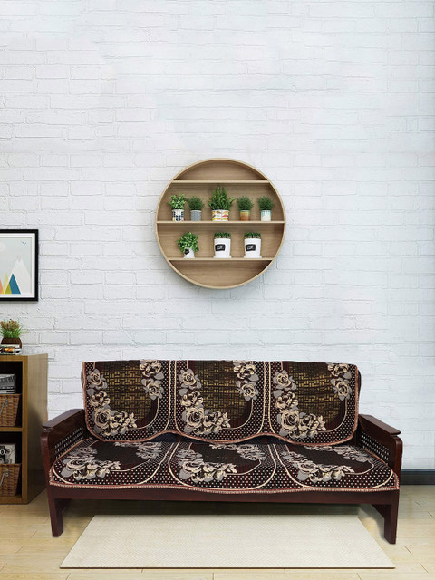 

RUGSMITH Brown Self Design 5-Seater Sofa Cover Set