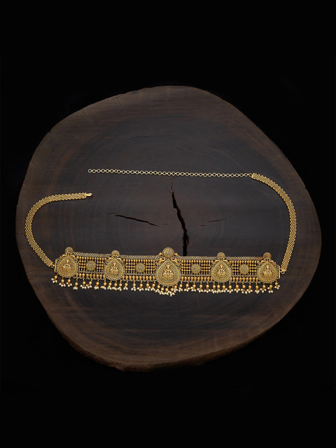 

Kushal's Fashion Jewellery Gold & Beaded Antique Belt With Elaborated Carvings