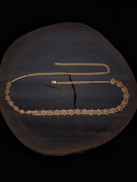 

Kushal's Fashion Jewellery Women Gold-Plated Ruby Stone Studded Antique Belt