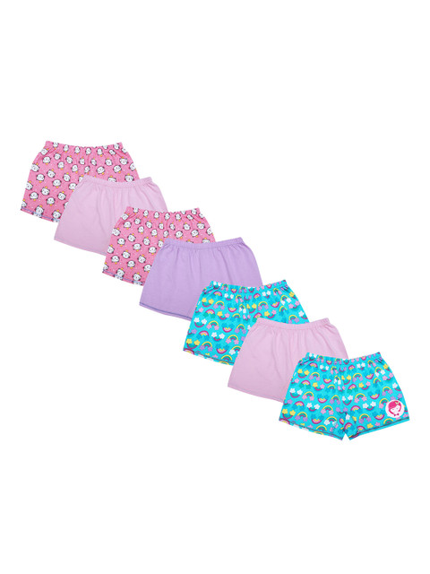 

DChica Girls Set of 7 Pink & Blue Printed Soft Cotton Boxers