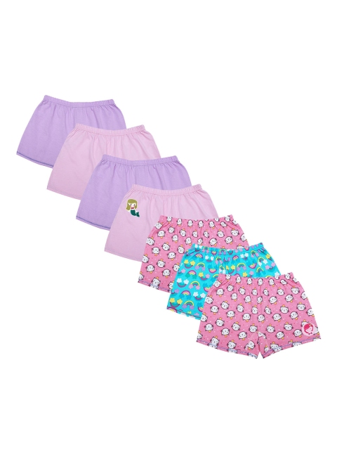 

DChica Girls Set of 7 Pink & Blue Solid Soft Cotton Boxers