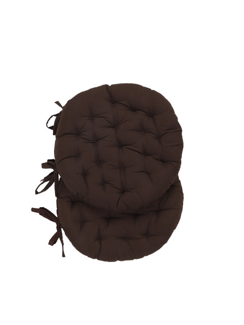 

RUGSMITH Set Of 2 Brown Solid Cotton Chair Pads