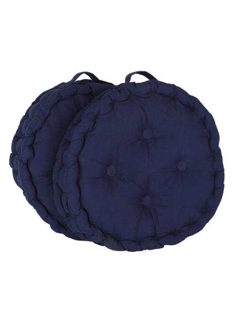 

RUGSMITH Set Of 2 Navy Blue Solid Cotton Chair Pads