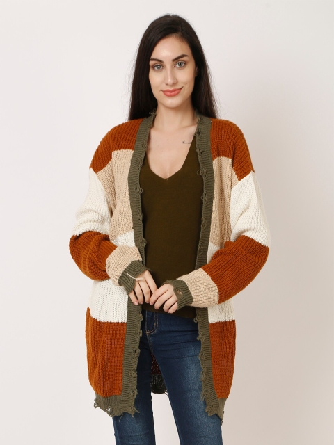 

NoBarr Women Brown & Green Colourblocked Shrug