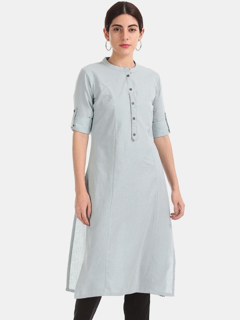 

Karigari Women Green Pure Cotton Pathani Kurta