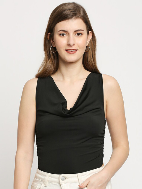 

LYKKEIN Black Cowl Neck Top